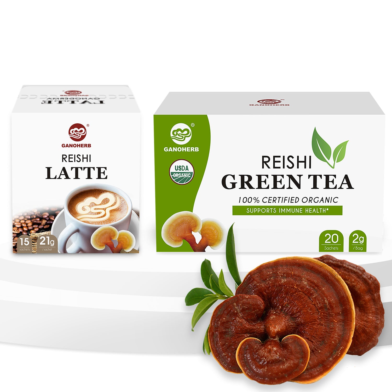 thumbnail image 2 of GANOHERB Reshi Mushroom Latte 4-in-1 Instant Coffee - Functional Beverage 2 of 10