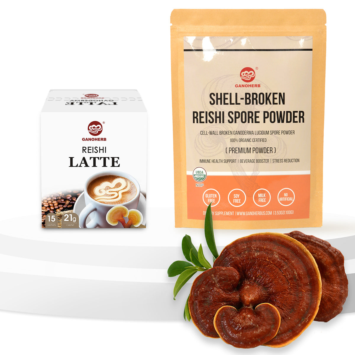 Reishi Mushroom Latte Coffee and Reishi Mushroom Powder