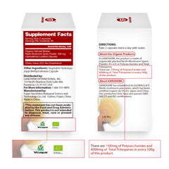 Organic Reishi Mushroom Spore Capsules  (90 Veggie Capsules)