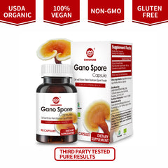 Organic Reishi Mushroom Spore Capsules  (90 Veggie Capsules)