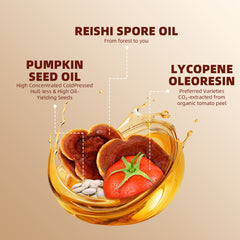 GANOHERB Pumpkin Seed Oil Capsule Lycopene Supplement, 3 in 1 Hair Growth Supplement with Reishi Mushroom Spore Oil for Urinary and Prostate Health, 60 Softgels