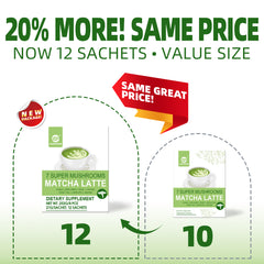 Mushroom Matcha Powder Latte Mix, 7.4 Ounce, 7 Superfood Mushrooms with 25% Beta-Glucans