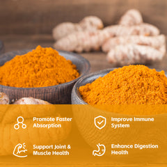 Turmeric Curcumin with Black Pepper 1350mg, Turmeric Supplement 95% Curcuminoids with BioPerine and Reshi Mushroom for Max Absorption, Herbal Digestive & Joint Support