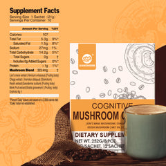 Cognitive Mushroom Coffee with 7 Mushroom Blend for better Focus and Immune Support, 10 Sachets
