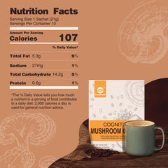 Cognitive Mushroom Coffee with 7 Mushroom Blend for better Focus and Immune Support, 10 Sachets