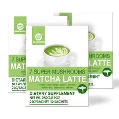 Mushroom Matcha Powder Latte Mix，7 Superfood Mushrooms (Pack of 3)