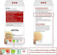 Organic Reishi Mushroom Spore Capsules  (60 Veggie Capsules)