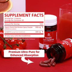 Reishi Lycopene 300Mg 60 Vegan Capsules (Non-GMO & Gluten Free)