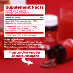 Reishi Lycopene 300Mg 60 Vegan Capsules (Non-GMO & Gluten Free)