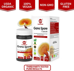 Organic Reishi Mushroom Spore Capsules  (60 Veggie Capsules)
