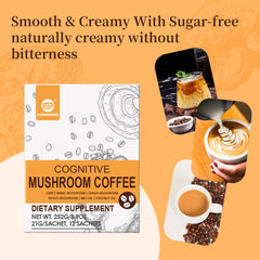 Cognitive Mushroom Coffee with 7 Mushroom Blend for better Focus and Immune Support, 10 Sachets