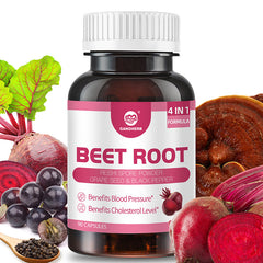 Beet Root Supplements, 4 in 1 Complex, 20:1 Extract, 90 Pills, Vegan Capsules