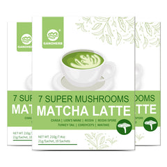 Mushroom Matcha Powder Latte Mix，7 Superfood Mushrooms (Pack of 3)
