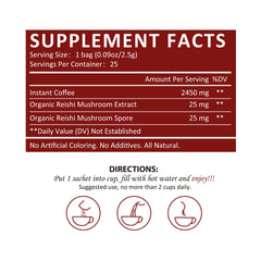 Reishi Mushroom Coffee 2 In 1 Instant Black Coffee (25 Count)